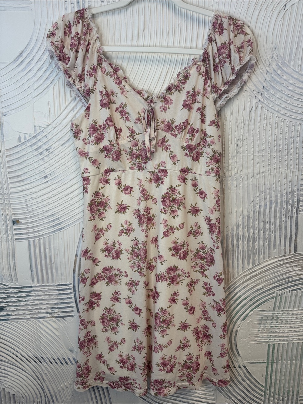 Wallflower Cream Mini Dress with Pink Floral Print N0514
